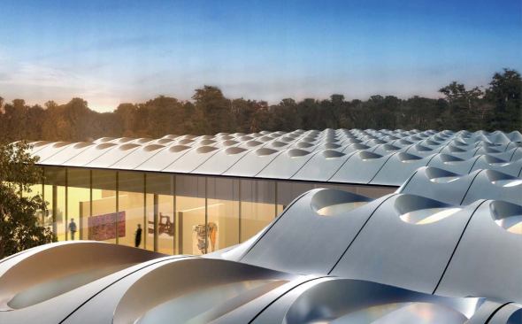 The museum's matrix of skylights, expressed on the roof as an undulating surface, brings an awareness of nature into the galleries through highly engineered, glass-enclosed oculi.