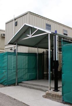 The "Mod Quad," a temporary modular residence hall that houses about 150 students.