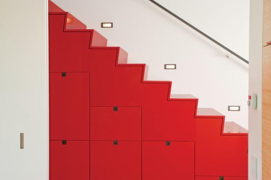The design of the Chuckanut Ridge stair is based on traditional Japanese tansu step chests. 