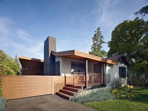 The mid-century ranch home's front facade received a light makeover.