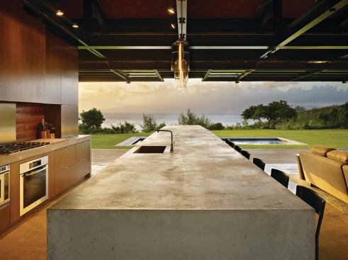 When the walls are raised, the house feels more like an open-air pavilion--with direct sightlines to the water.