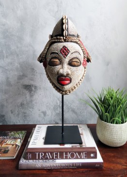 Vintage Beaded and Shell Punu Mask, available from Global Attic