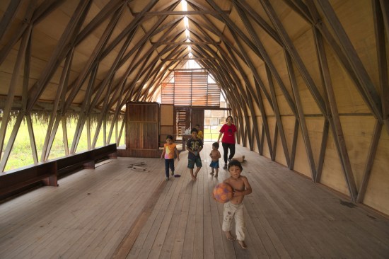 Santiago, Chile–based architect Samuel Bravo’s Nii Juinti school for teaching the traditional medicine of the Shipibo people, in the Ucayali River basin in the Peruvian Amazon (2015).